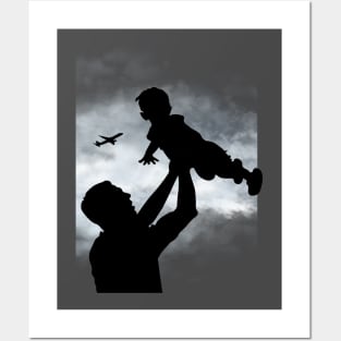 Father and son silhouette Posters and Art